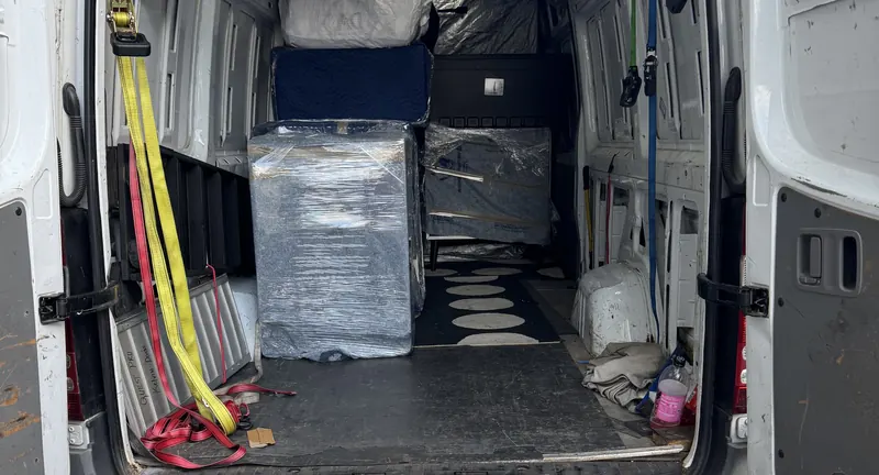 Wrapped furniture in a Quest cargo van